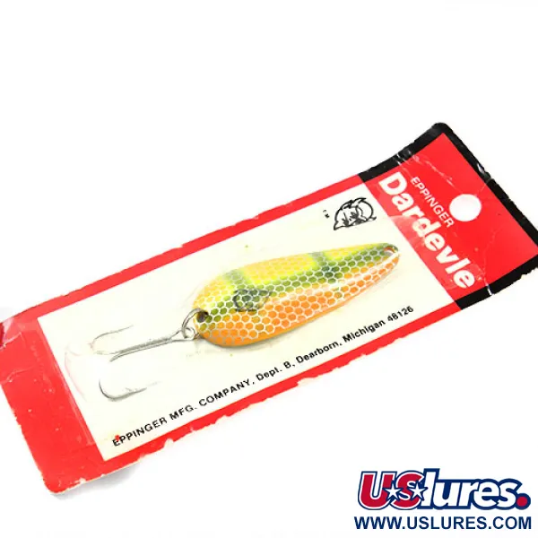  Eppinger Dardevle Imp, 2/5oz Yellow / Green / Orange fishing spoon #1203