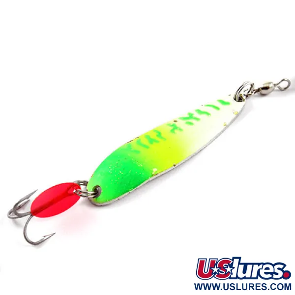 Vintage  Luhr Jensen Krocodile Die #4, 1/2oz Fluorescent Yellow / Green fishing spoon #1205