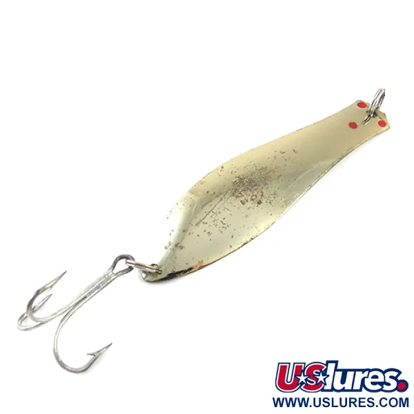 Vintage  Prescott Spinner Little Doctor 275 1222, 3/4oz Gold / Red dots fishing spoon #1222