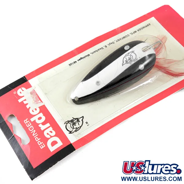  Eppinger Dardevle Dardevlet Feathered Weedless, 3/4oz Black / White / Nickel fishing spoon #1270