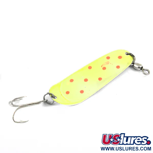 Vintage   Andy Reekers, 2/5oz Yellow / Red dots / Nickel fishing spoon #1286