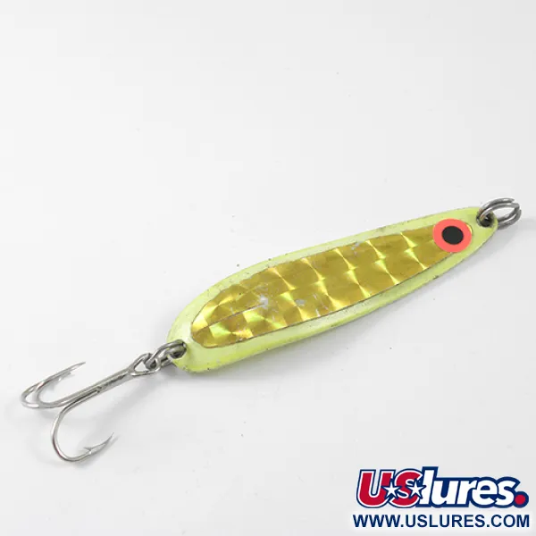 Vintage  Luhr Jensen Krocodile Die #4, 1/2oz Fluorescent Yellow fishing spoon #1290
