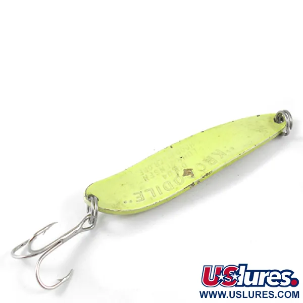Vintage  Luhr Jensen Krocodile Die #4, 1/2oz Fluorescent Yellow fishing spoon #1290