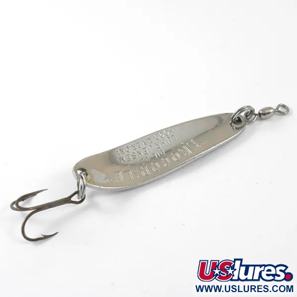 Vintage  Luhr Jensen Krocodile Die #3 1291, 1/3oz Nickel / Blue fishing spoon #1291