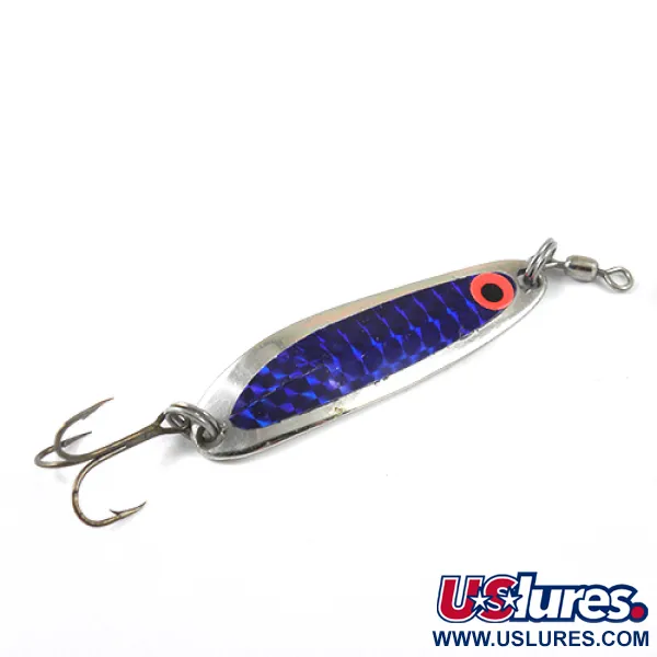 Vintage  Luhr Jensen Krocodile Die #3 1291, 1/3oz Nickel / Blue fishing spoon #1291