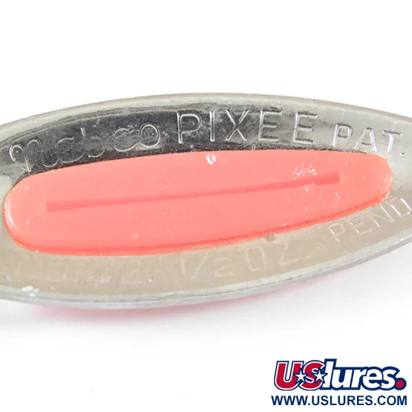 Vintage   Blue Fox Pixee , 1/2oz Nickel / Fluorescent Orange fishing spoon #1325