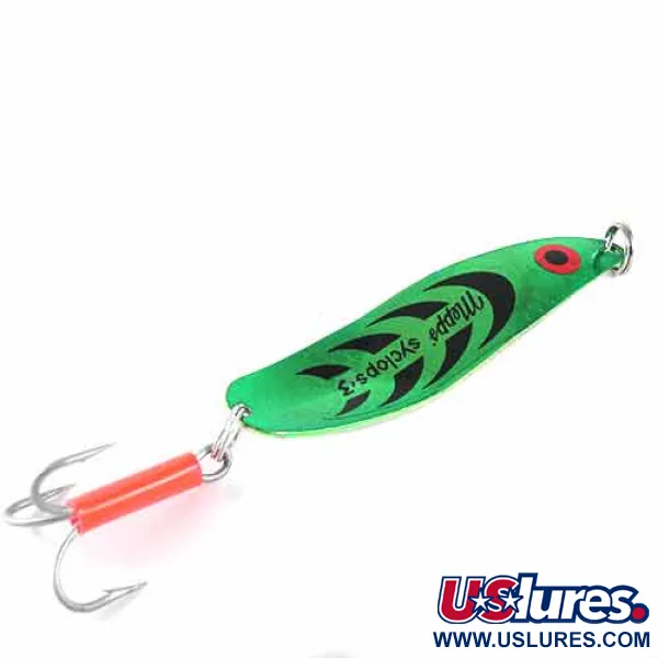 Vintage   Mepps Syclops 3, 1oz Green / Nickel fishing spoon #1351