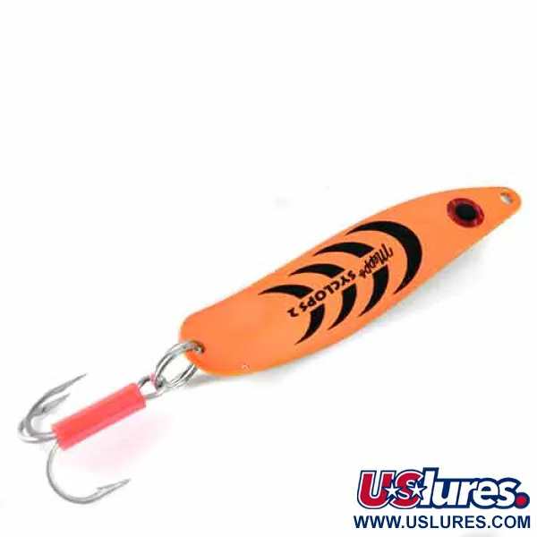 Vintage   Mepps Syclops 2, 3/5oz Orange / Brass fishing spoon #1352