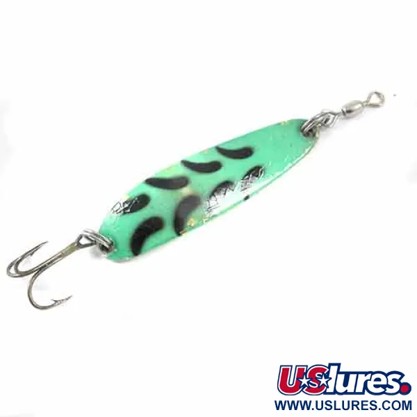 Vintage  Luhr Jensen Krocodile Die #3, 1/2oz Green fishing spoon #1368
