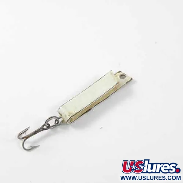 Vintage  South Bend Super-Duper 502, 3/32oz White / Brass fishing spoon #1370