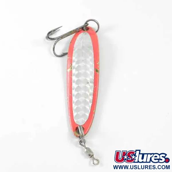 Vintage  Luhr Jensen Krocodile Die #3, 1/3oz Orange / Hologram / Brass fishing spoon #1373