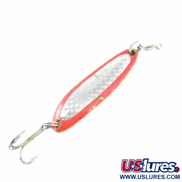 Vintage  Luhr Jensen Krocodile Die #3, 1/3oz Orange / Hologram / Brass fishing spoon #1373