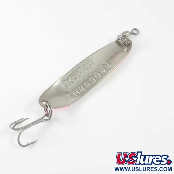 Vintage  Luhr Jensen Krocodile Die #3, 1/3oz Bright Yellow, Orange, Pink / Nickel fishing spoon #1377