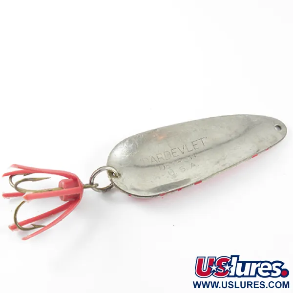 Vintage  Eppinger Dardevle Dardevlet , 3/4oz Red / White / Nickel fishing spoon #1431