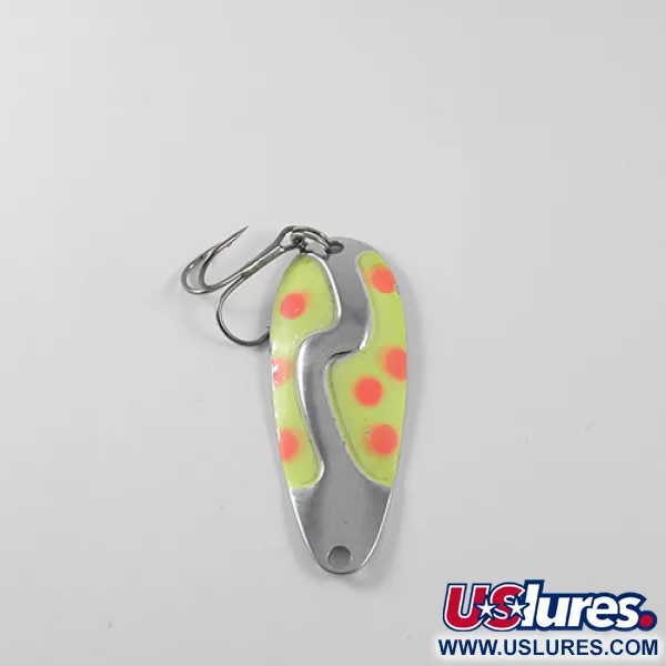 Vintage  Kushner Tackle Kush Spoon, 1/3oz Yellow / Red / Nickel fishing spoon #1443
