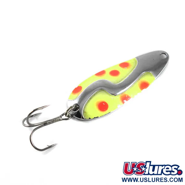 Vintage  Kushner Tackle Kush Spoon, 1/3oz Yellow / Red / Nickel fishing spoon #1443