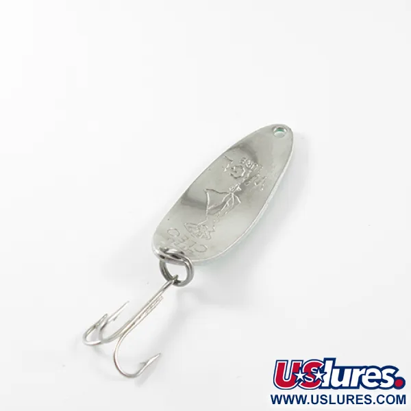 Vintage  Seneca Little Cleo (Hula Girl), 1/3oz Green / Pearl / Nickel fishing spoon #1444