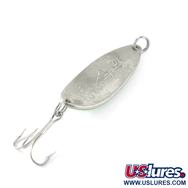 Vintage  Seneca Little Cleo (Hula Girl), 2/3oz Fluorescent Yellow / Green / Nickel fishing spoon #1475