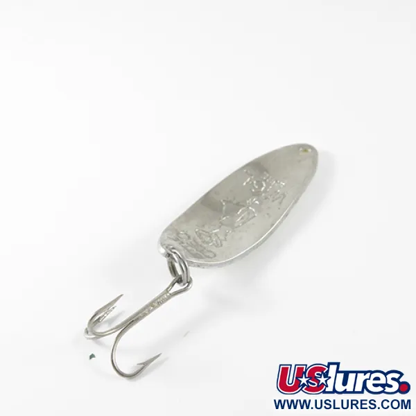 Vintage  Seneca Little Cleo (Hula Girl) Glow, 1/3oz White / Orange / Nickel glow (Glow in Dark) fishing spoon #1488