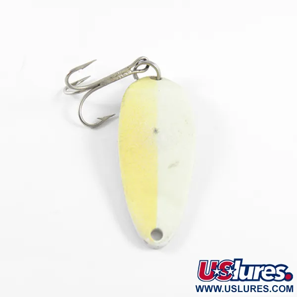 Vintage  Seneca Little Cleo (Hula Girl) Glow, 1/3oz White / Orange / Nickel glow (Glow in Dark) fishing spoon #1488