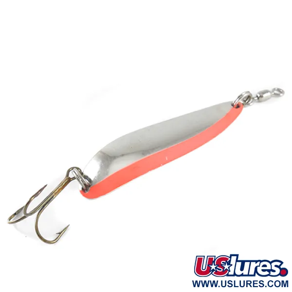  Luhr Jensen Krocodile , 1oz Nickel / Red fishing spoon #1509
