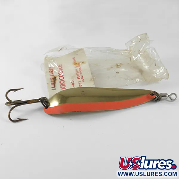  Luhr Jensen Krocodile , 1oz Orange / Gold fishing spoon #1514