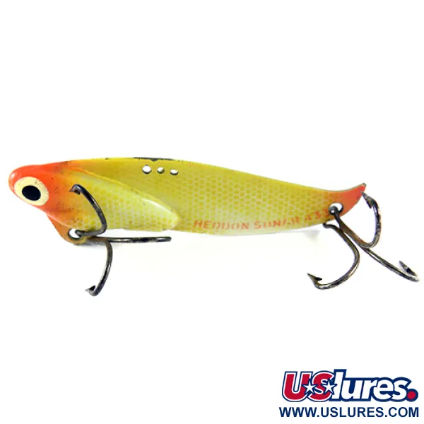 Vintage   Heddon Sonar 433, 1/2oz Yellow / Red fishing spoon #1530