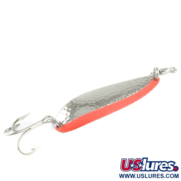  Luhr Jensen Krocodile, 1oz Hammered Nickel / Orange fishing spoon #1531
