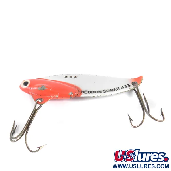 Vintage   Heddon Sonar 433, 1/2oz White / Red fishing spoon #1538