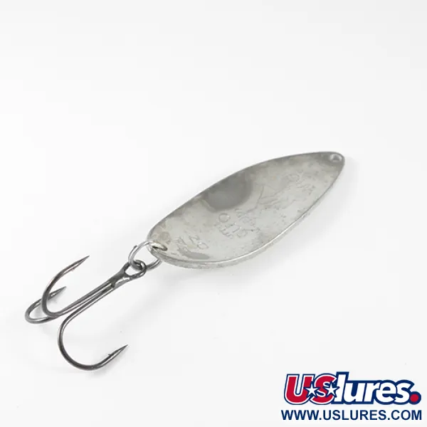 Vintage  Seneca Little Cleo (Hula Girl) Glow, 3/4oz White / Green / Nickel glow (Glow in Dark) fishing spoon #1539