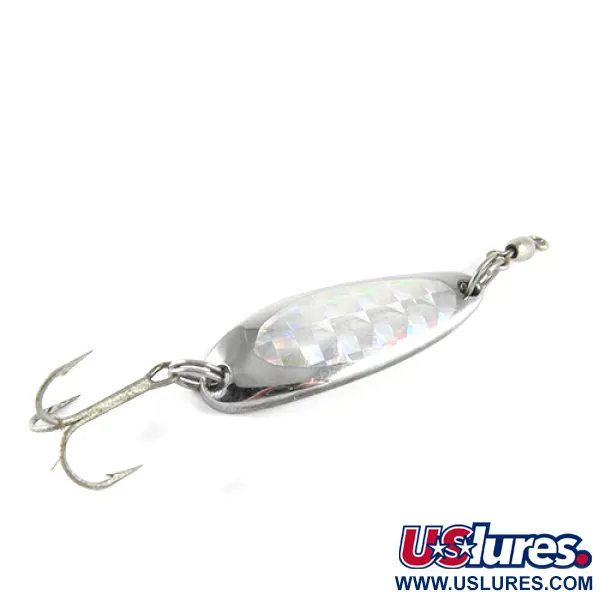 Vintage  Luhr Jensen Krocodile, 1/3oz Nickel / Hologram fishing spoon #1553