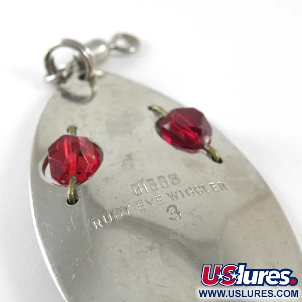 Vintage   Gibbs Ruby Eye Wiggler 3, 1oz Nickel / Red fishing spoon #1556