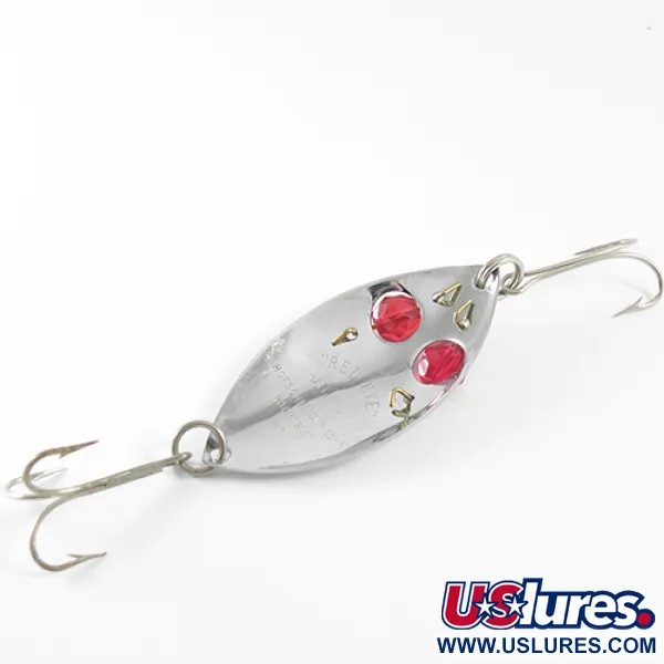 Vintage  Hofschneider Red Eye junior, 1/2oz Nickel / Red Eyes fishing spoon #1572