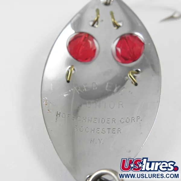 Vintage  Hofschneider Red Eye junior, 1/2oz Nickel / Red Eyes fishing spoon #1572