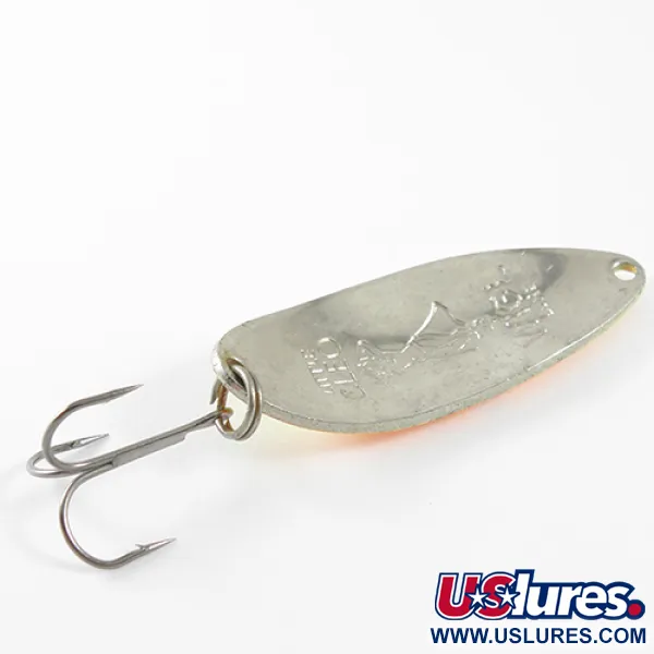 Vintage  Seneca Little Cleo (Hula Girl), 1/2oz Orange / Yellow / Nickel fishing spoon #1574