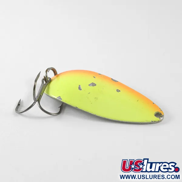 Vintage  Seneca Little Cleo (Hula Girl), 1/2oz Orange / Yellow / Nickel fishing spoon #1574