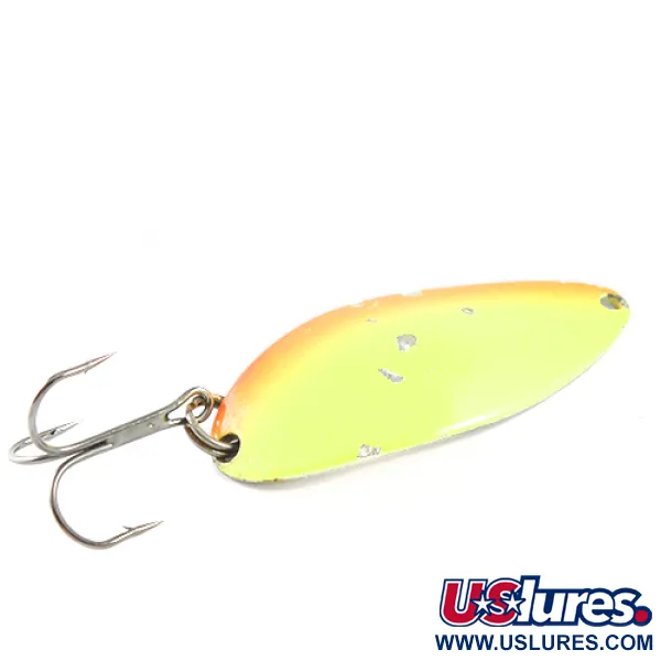 Vintage  Seneca Little Cleo (Hula Girl), 1/2oz Orange / Yellow / Nickel fishing spoon #1574