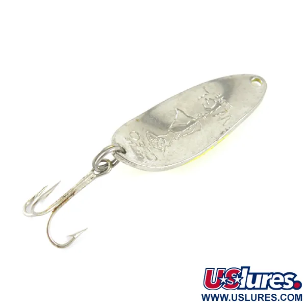 Vintage  Seneca Little Cleo (Hula Girl), 1/3oz Yellow / Nickel fishing spoon #1581