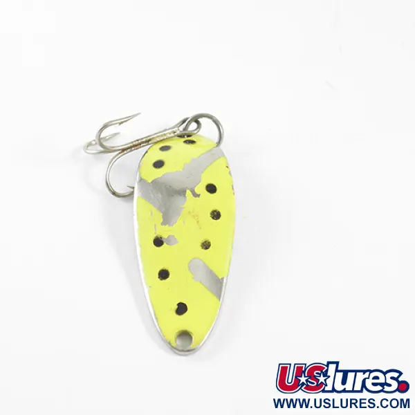 Vintage  Seneca Little Cleo (Hula Girl), 1/3oz Yellow / Nickel fishing spoon #1581