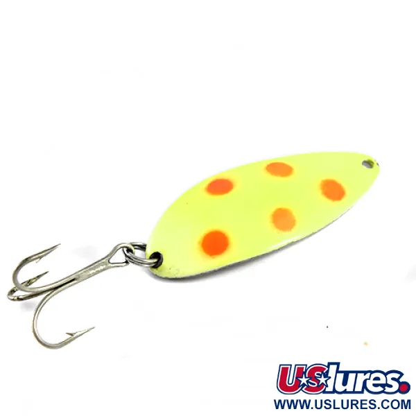 Vintage  Seneca Little Cleo (Hula Girl), 1/2oz Yellow / Red / Nickel fishing spoon #1588