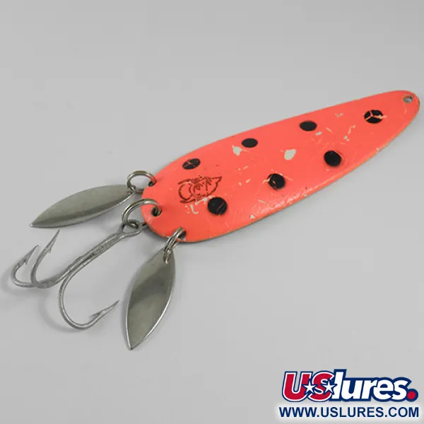 Vintage  Eppinger Dardevle Klicker, 1oz Fluorescent Orange / Nickel fishing spoon #1599