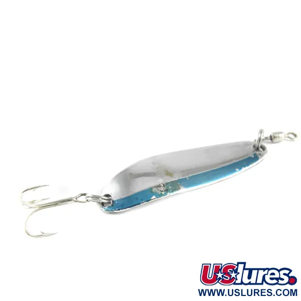 Vintage  Luhr Jensen Krocodile 1600, 1/3oz Nickel / Blue fishing spoon #1600