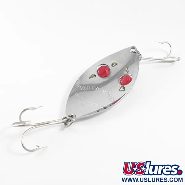 Vintage  Hofschneider Red Eye Wiggler, 1oz Nickel / Red Eyes fishing spoon #1604