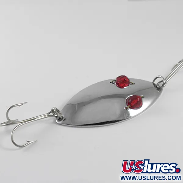 Vintage  Hofschneider Red Eye Wiggler, 1oz Nickel / Red Eyes fishing spoon #1604