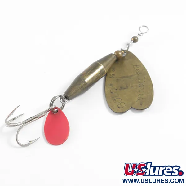 Vintage  Luhr Jensen Les Davis Bolo, 1/3oz Brass / Orange fishing spoon #1608