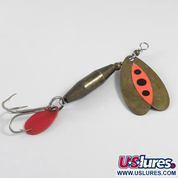 Vintage  Luhr Jensen Les Davis Bolo, 1/3oz Brass / Orange fishing spoon #1608