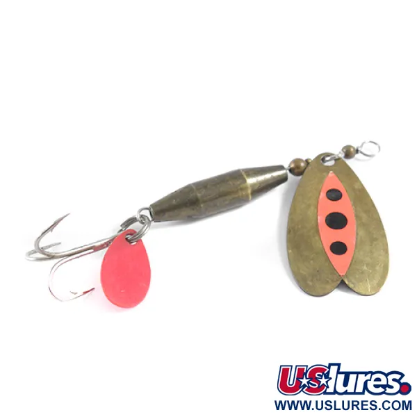 Vintage  Luhr Jensen Les Davis Bolo, 1/3oz Brass / Orange fishing spoon #1608