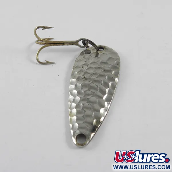 Vintage   Atlantic Lures Sparkling Gem-Spoon, 3/16oz Hammered Nickel fishing spoon #1632