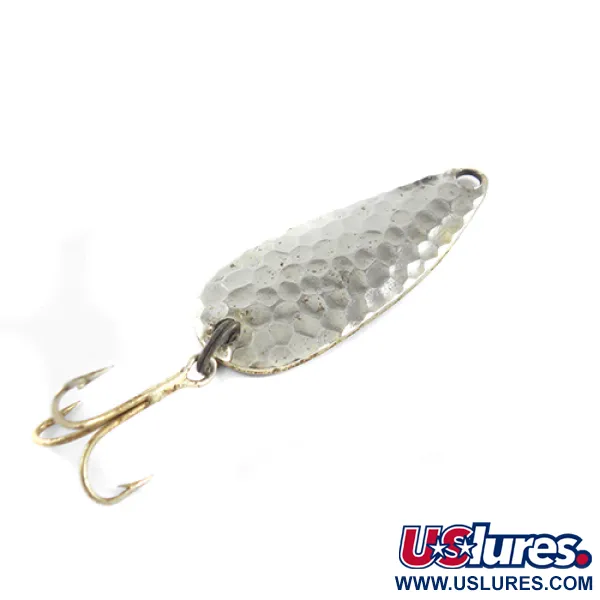 Vintage   Atlantic Lures Sparkling Gem-Spoon, 3/16oz Hammered Nickel fishing spoon #1632