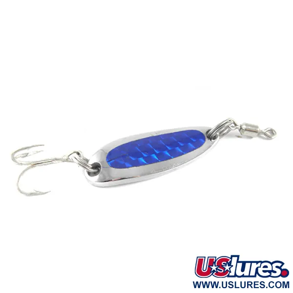 Vintage  Luhr Jensen Krocodile, 1/4oz Nickel / Blue fishing spoon #1635